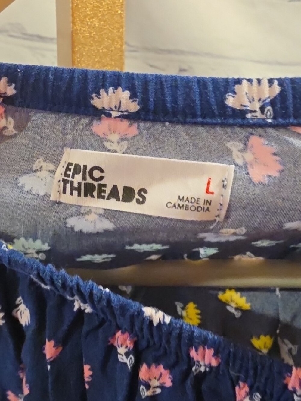 Epic Threads Navy Floral Smocked-Waist Casual Dress - Picture 2 of 5